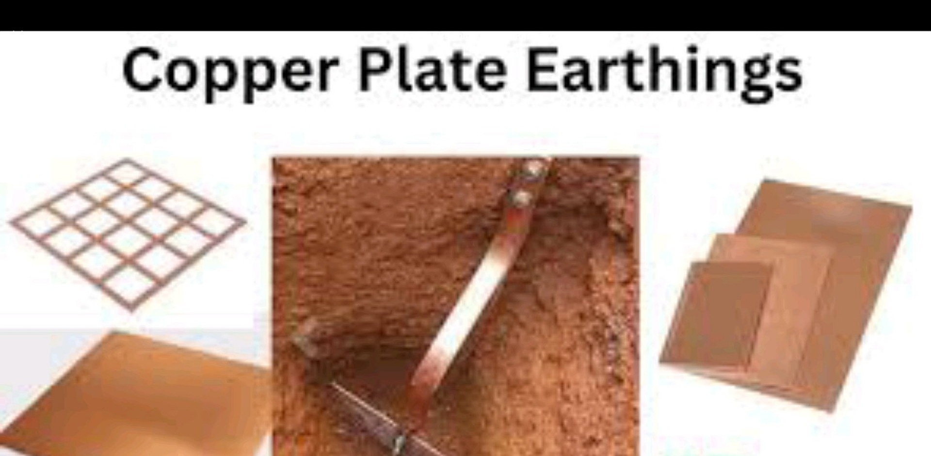 Copper plate earthing components ready for installation