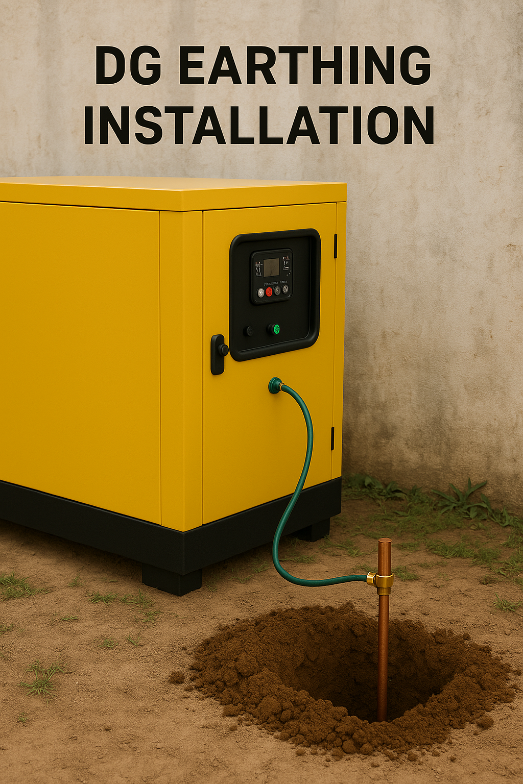 DG set earthing installation with copper electrode and bonding conductor