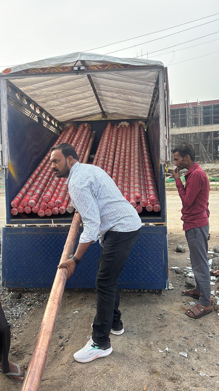 Copper bonded earthing electrodes delivered to a customer site in Delhi NCR